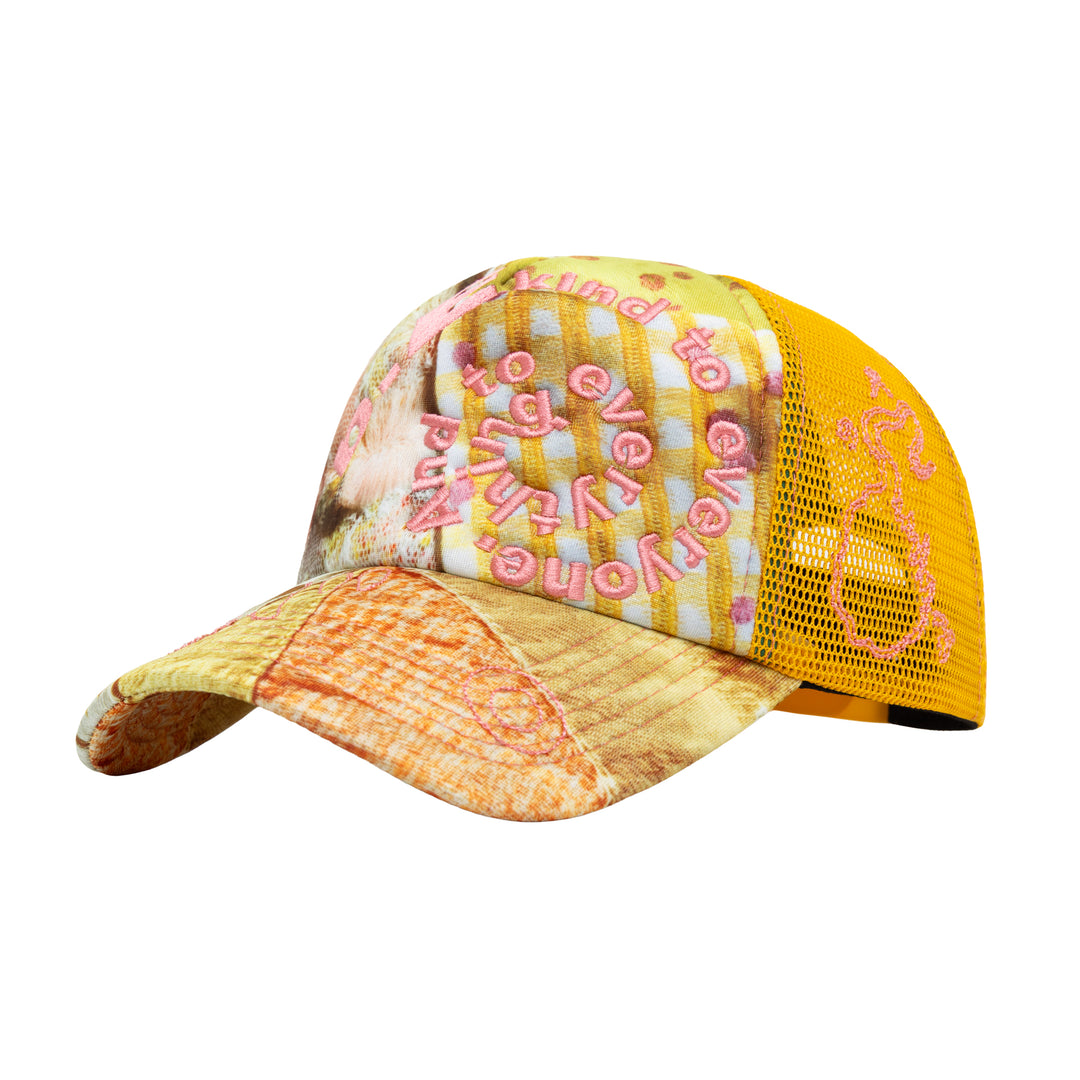 Bi Foam Trucker Hat (Mix Fabric / Tangerine)