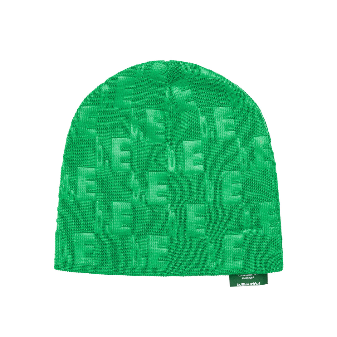 Checkered Logo Emboss Beanie (Green)