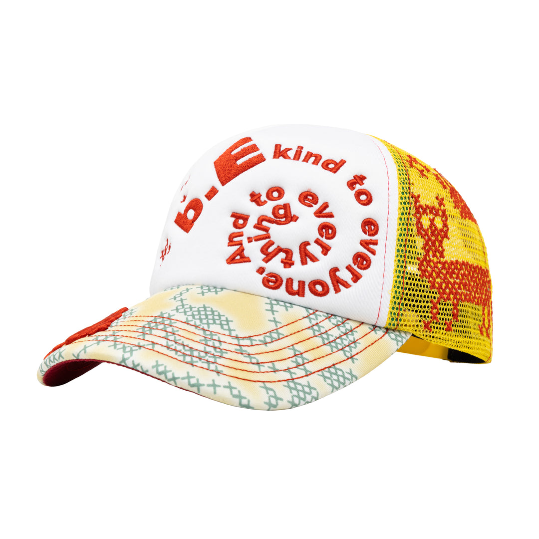 b.Eautiful x Office Kiko Bi Foam Trucker Hat (Mustard / Cherry)