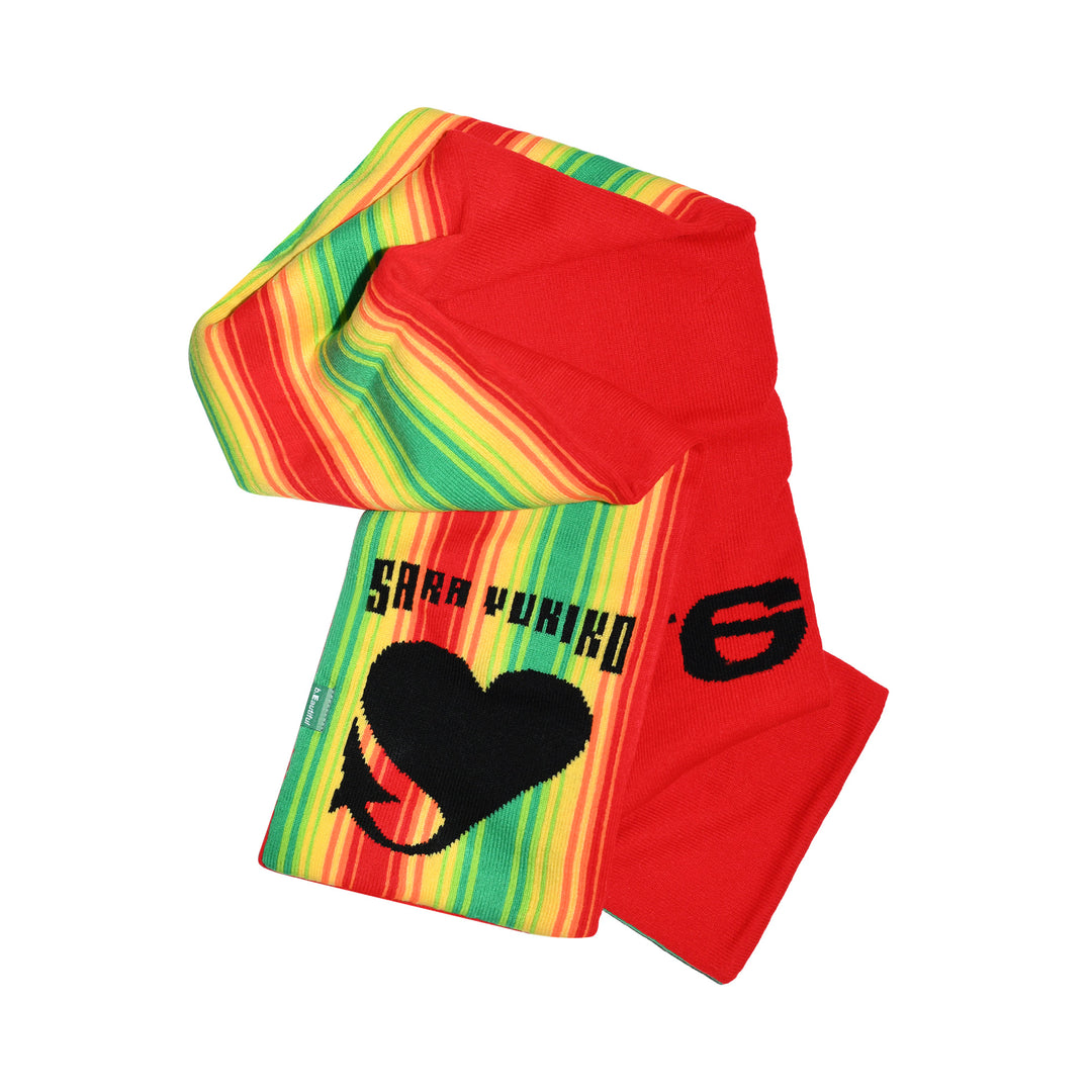 b.Eautiful x Sara Yukiko Infinity Knit Scarf (Red / Rainbow)