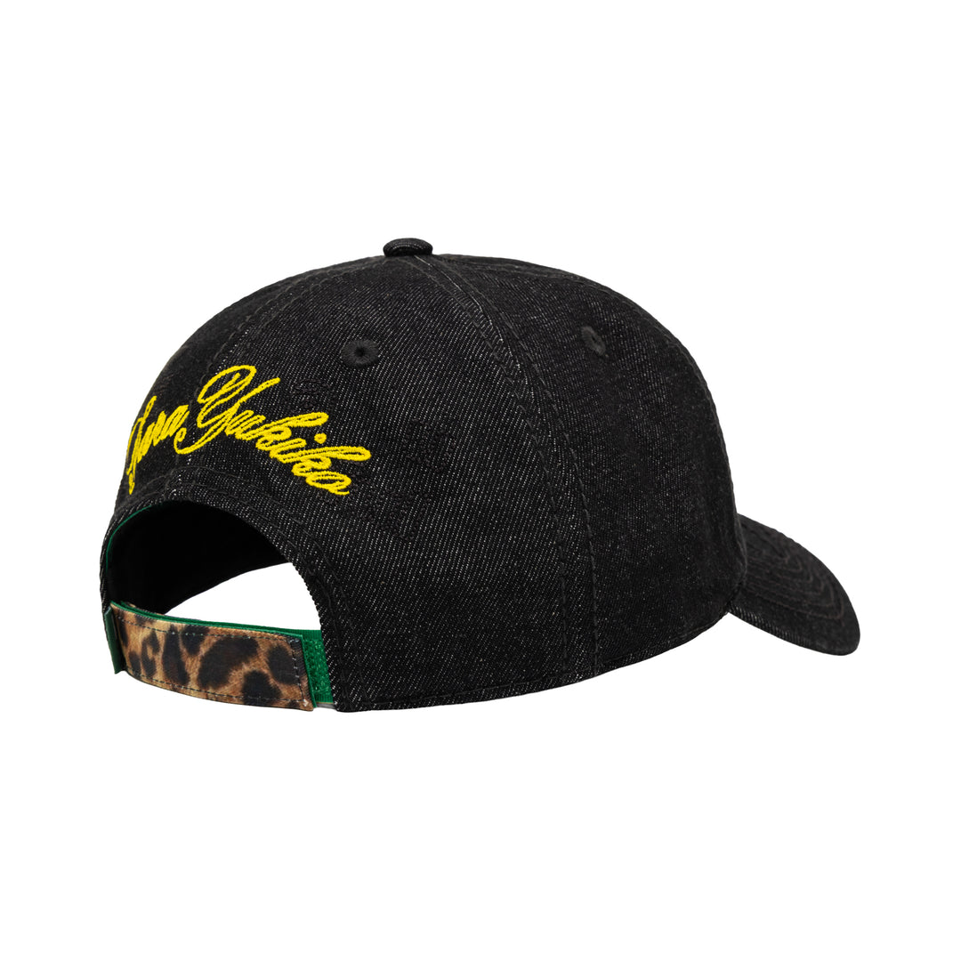 b.Eautiful x Sara Yukiko Vapor 6 Panel Hat (Black Denim / Leopard)