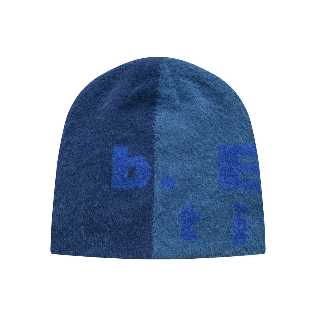 Split Mohair Beanie (Deep Blue)