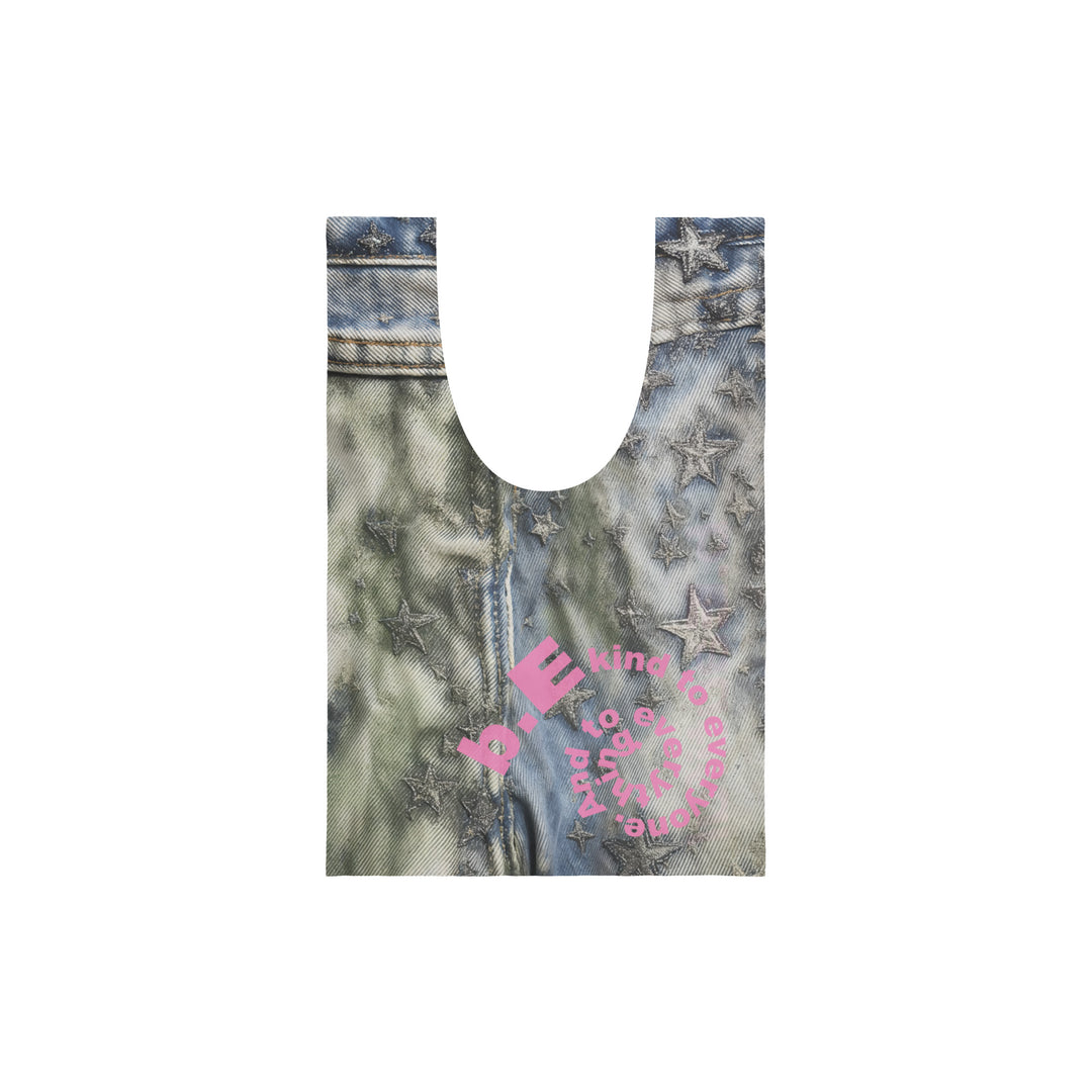 Star Denim Reusable Bag Mini (Grey / Pink)