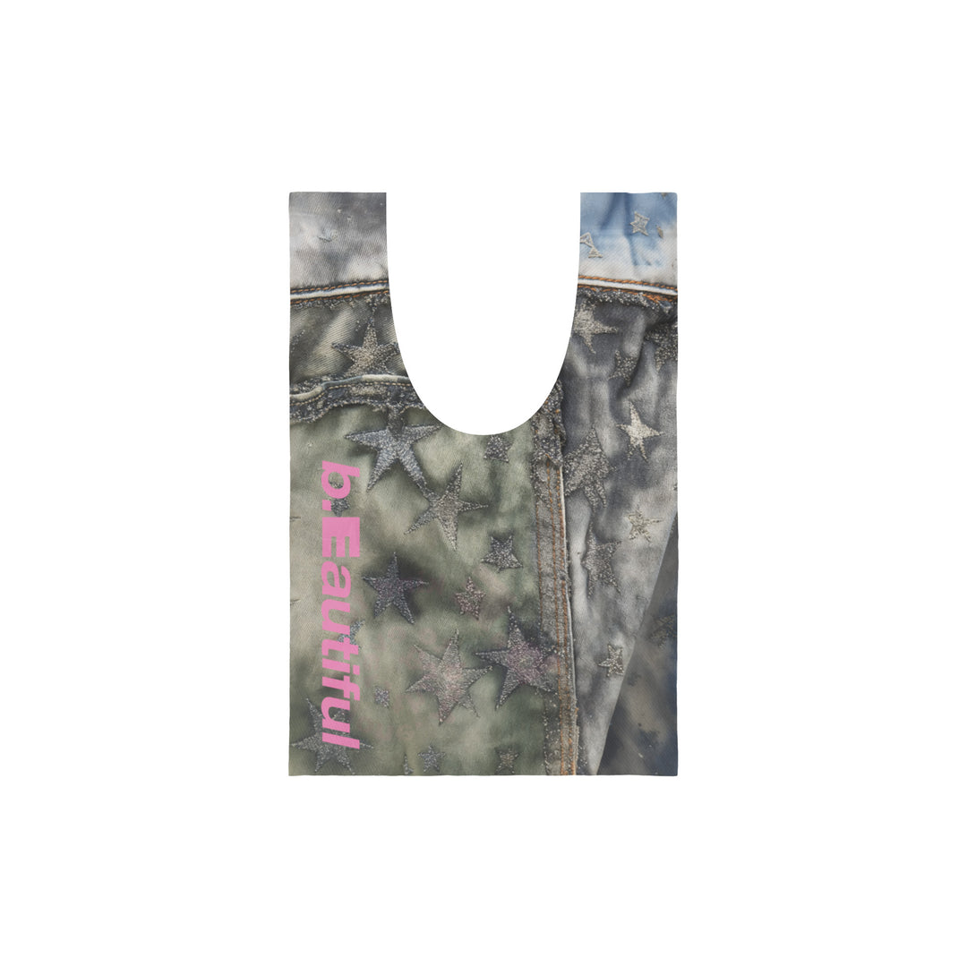 Star Denim Reusable Bag Mini (Grey / Pink)