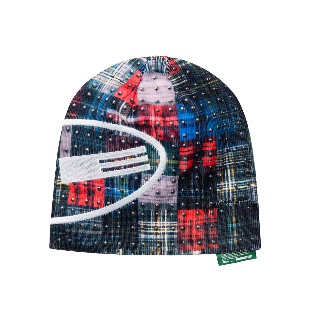 Studded Plaid Beanie (Multi)