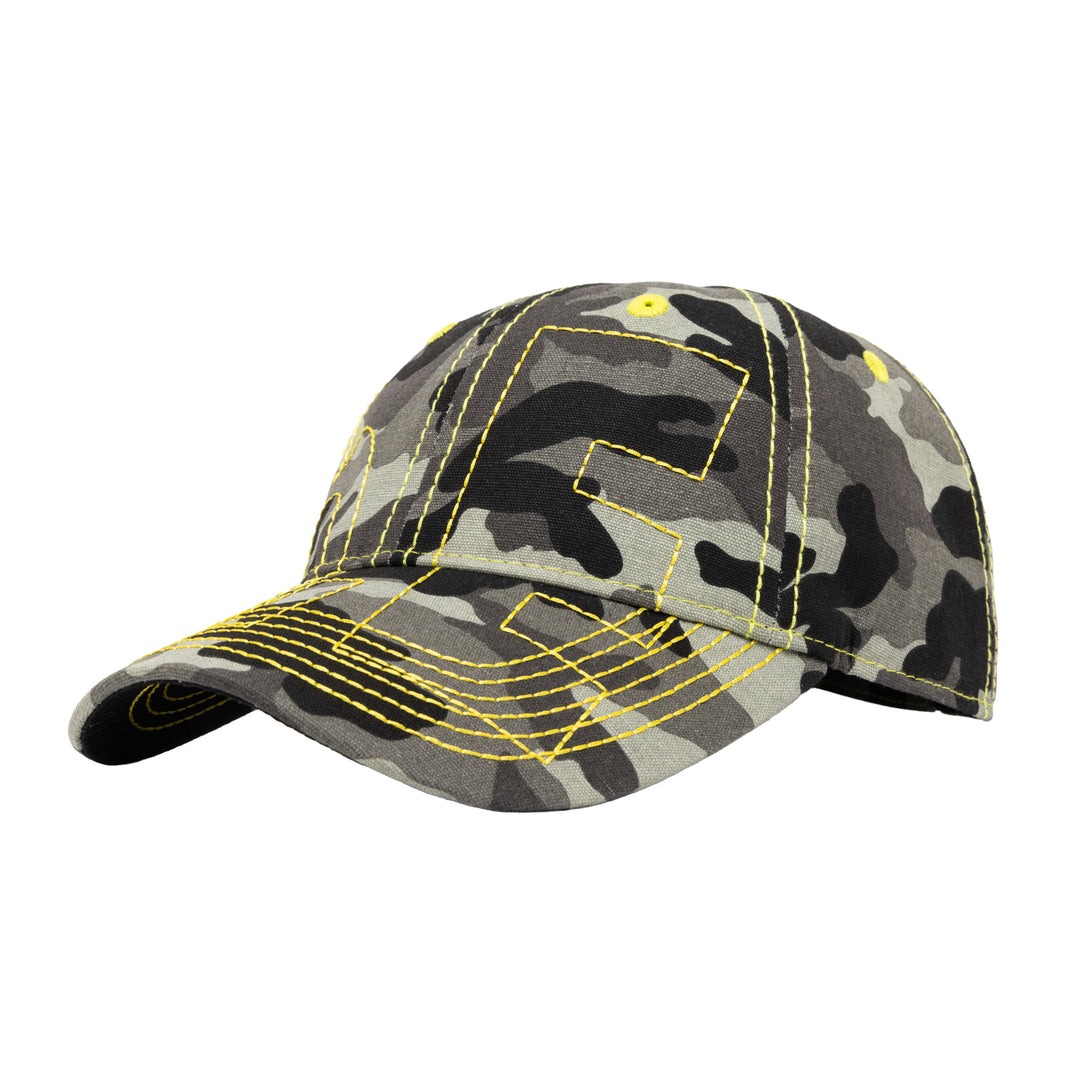Vapor 6 Panel Hat  (Dark Grey Camo / Yellow)