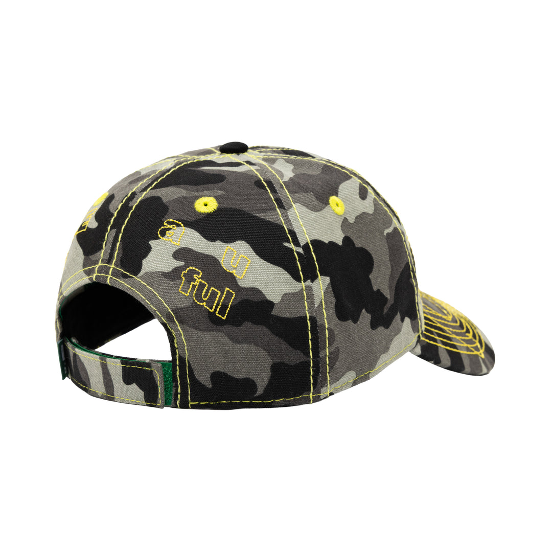Vapor 6 Panel Hat  (Dark Grey Camo / Yellow)