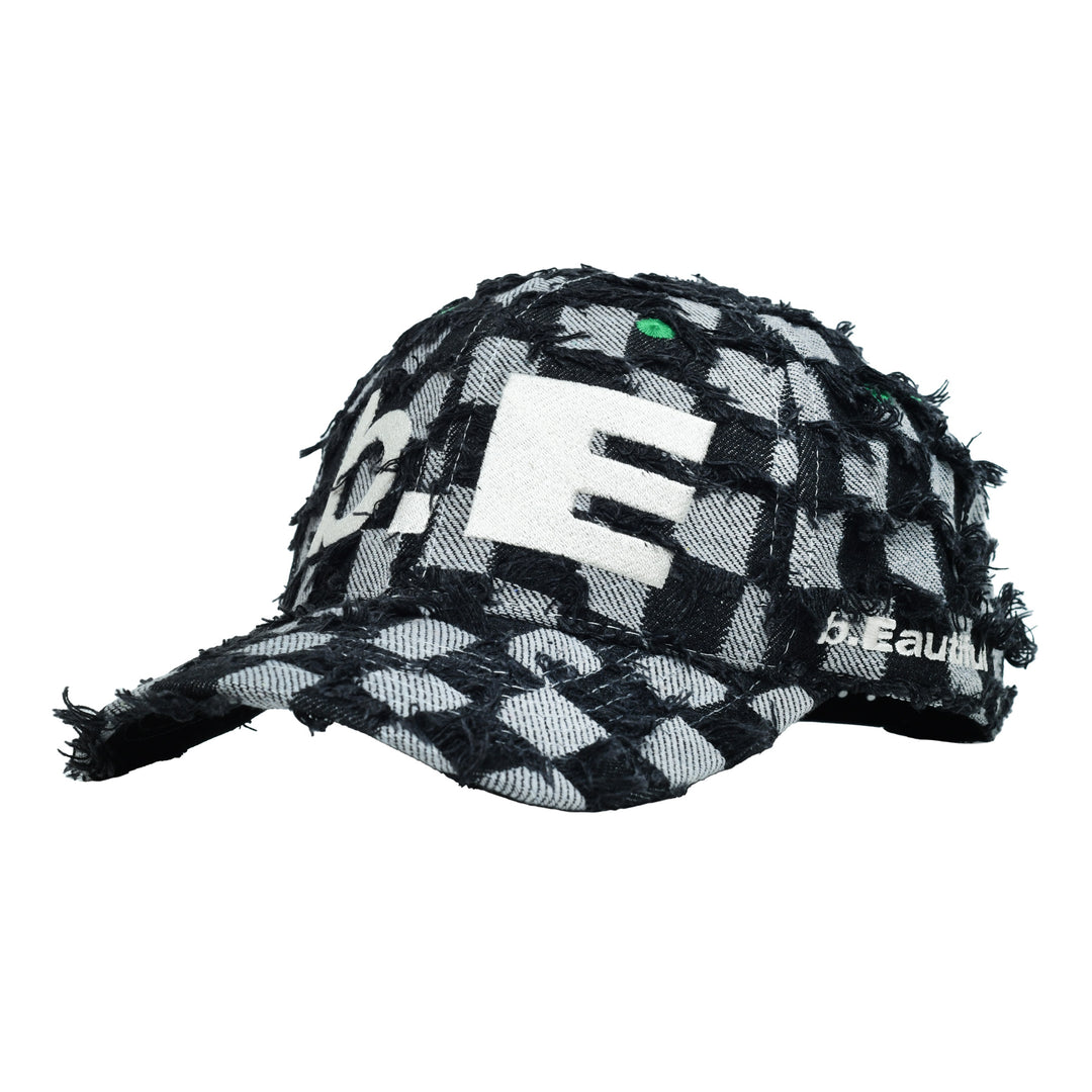 b.E Hat (Black Checker Denim)