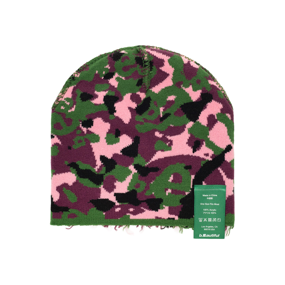 b.e Camo Beanie (Purple / Green)