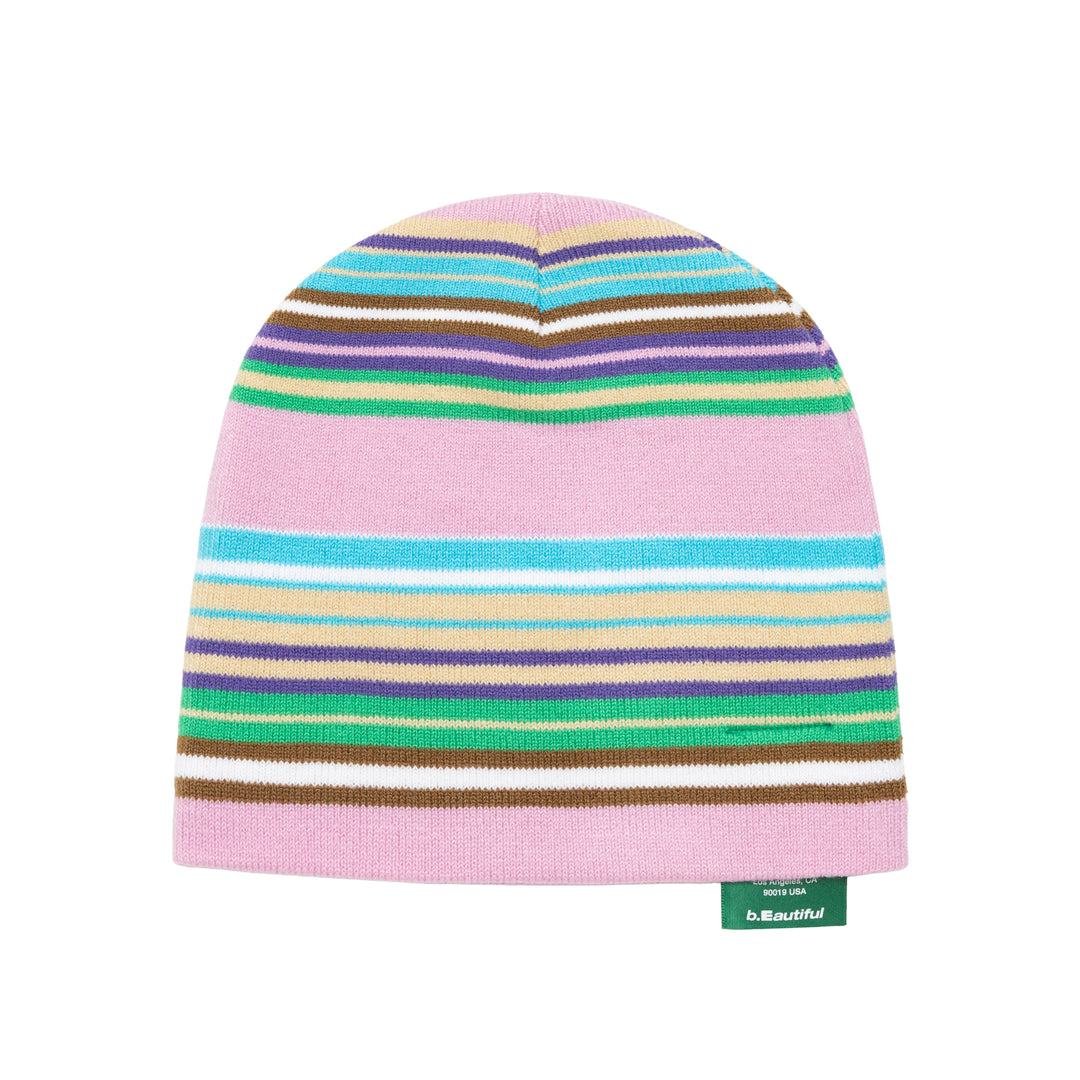 b.e Stripe Beanie (Pink / Multi)